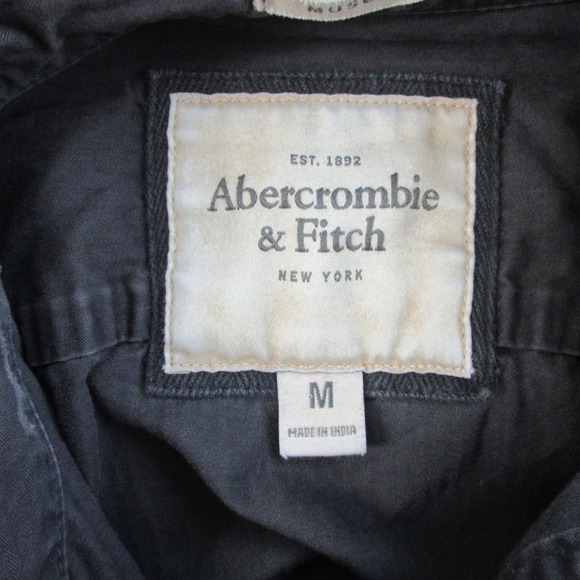 Abercrombie & Fitch Muscle Y2K Shirt Men M Gray Distressed Utility Military 582 - Picture 6 of 12